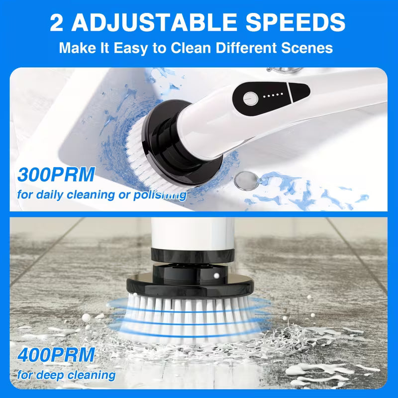 2026 Upgraded Electric Spin Scrubber,Rechargeable Electric Spin Scrubber – 7 Brush Heads with Adjustable Extension Handle
